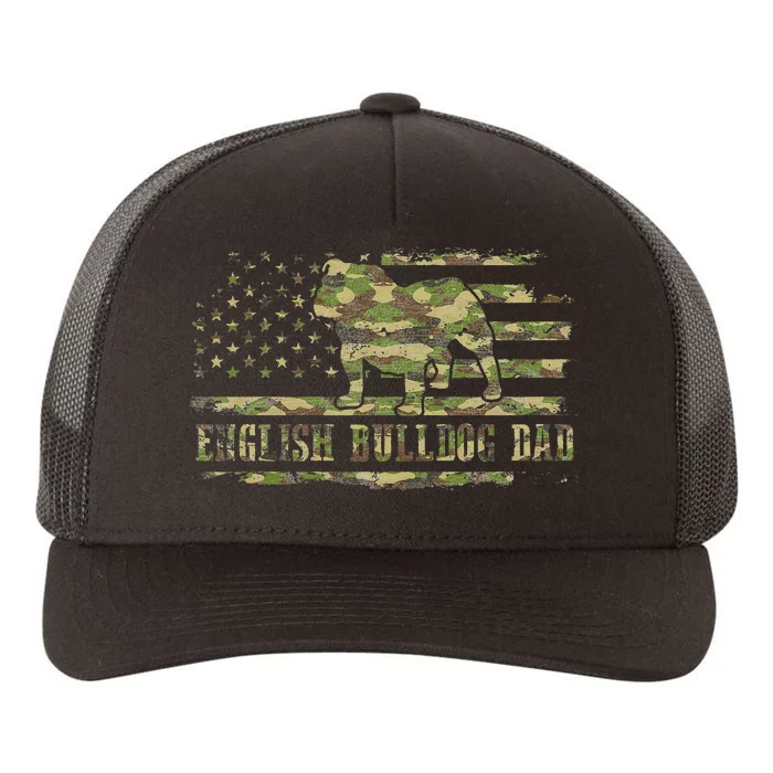 English BullDog Dad Camouflage American Flag Patriotic Dog Yupoong Adult 5-Panel Trucker Hat