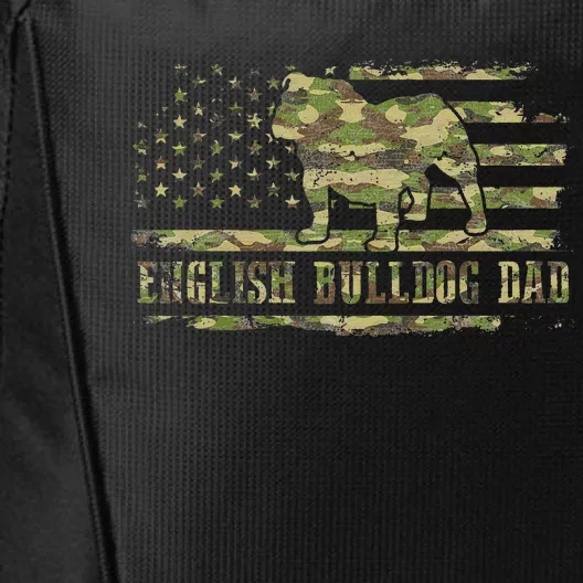 English BullDog Dad Camouflage American Flag Patriotic Dog City Backpack