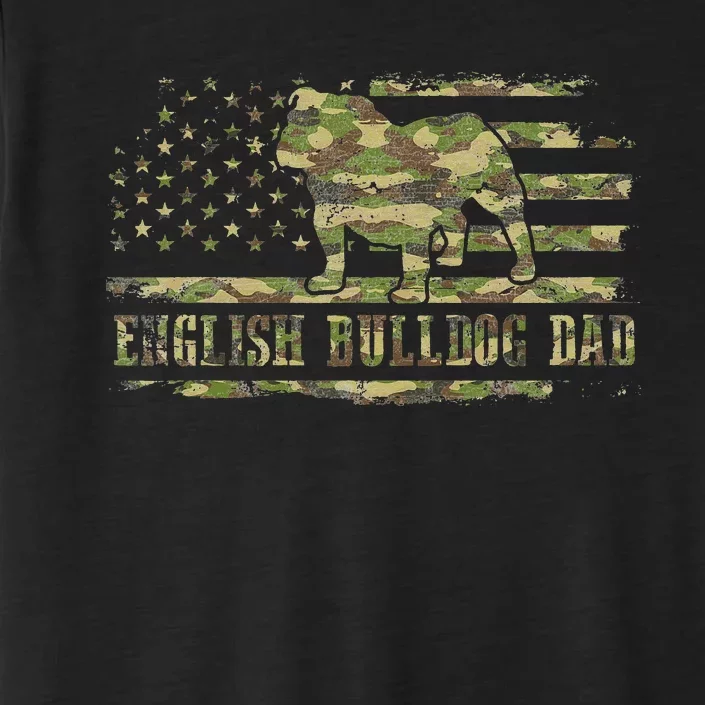 English BullDog Dad Camouflage American Flag Patriotic Dog ChromaSoft Performance T-Shirt