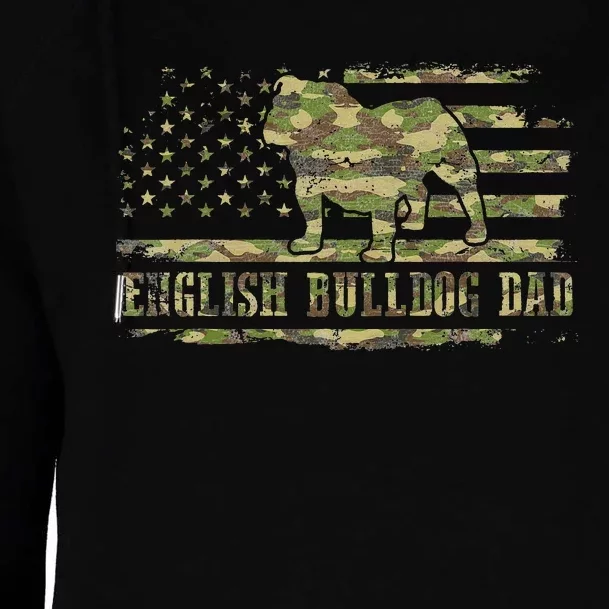 English BullDog Dad Camouflage American Flag Patriotic Dog Womens Funnel Neck Pullover Hood