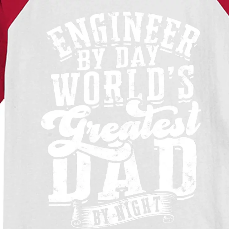 Engineer By Day World's Greatest Dad By Night Mechanical Kids Colorblock Raglan Jersey