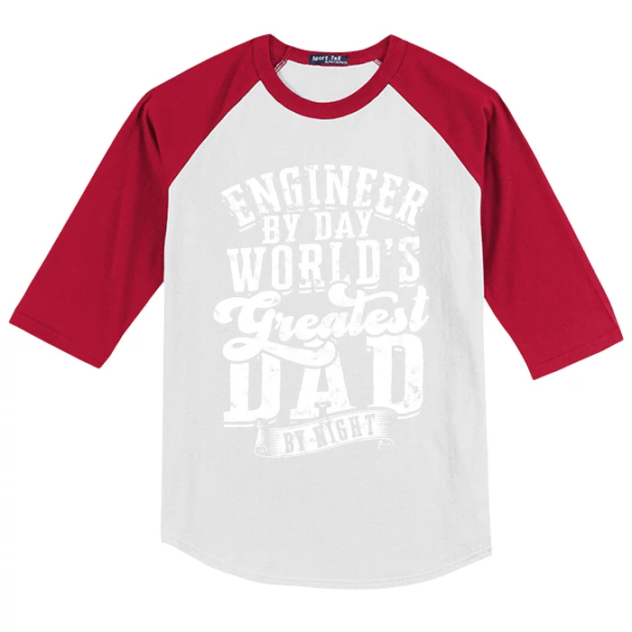 Engineer By Day World's Greatest Dad By Night Mechanical Kids Colorblock Raglan Jersey