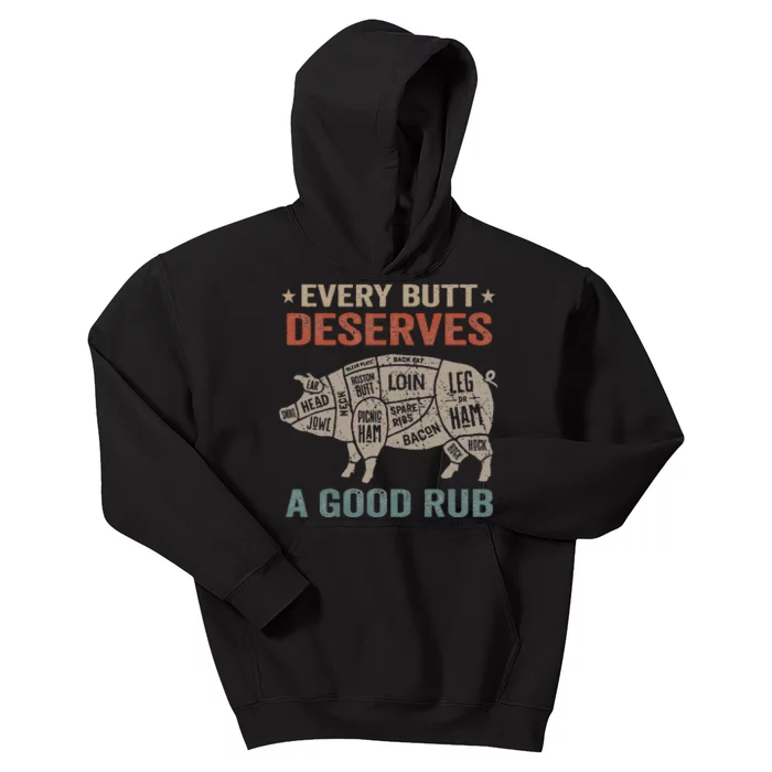 Every Butt Deserves A Good Rub Pork Smoking Party Bbq Funny Kids Hoodie