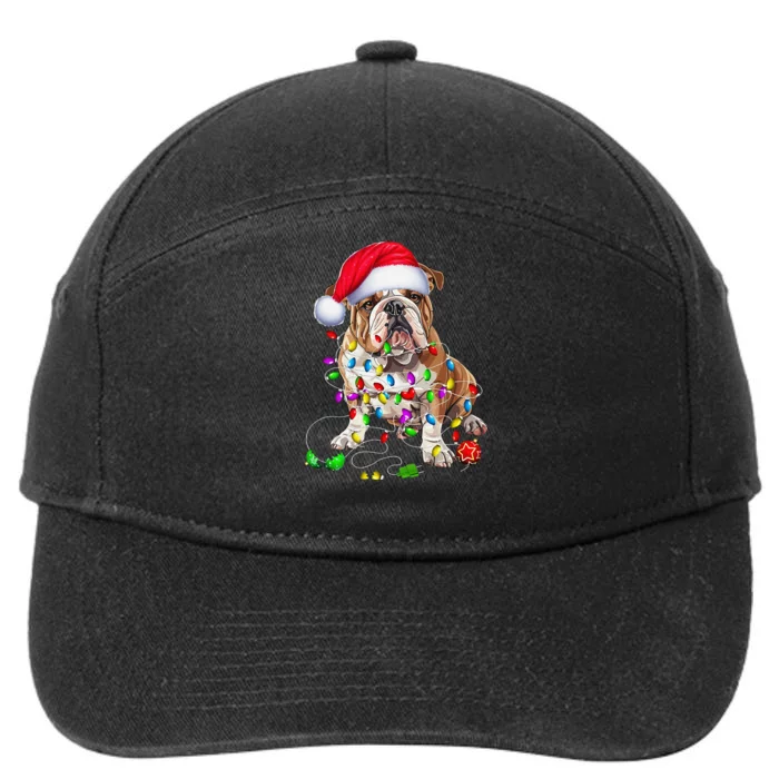 English Bulldog Dog Christmas Ornament Tree Dog Mom Dad 7-Panel Snapback Hat