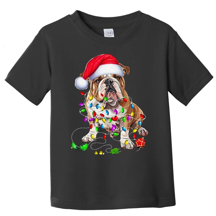 English Bulldog Dog Christmas Ornament Tree Dog Mom Dad Toddler T-Shirt