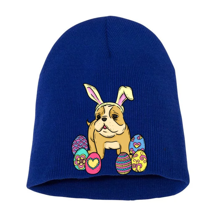 Easter Bulldog Dog Mom Dad Funny Gift Egg Hunt Short Acrylic Beanie