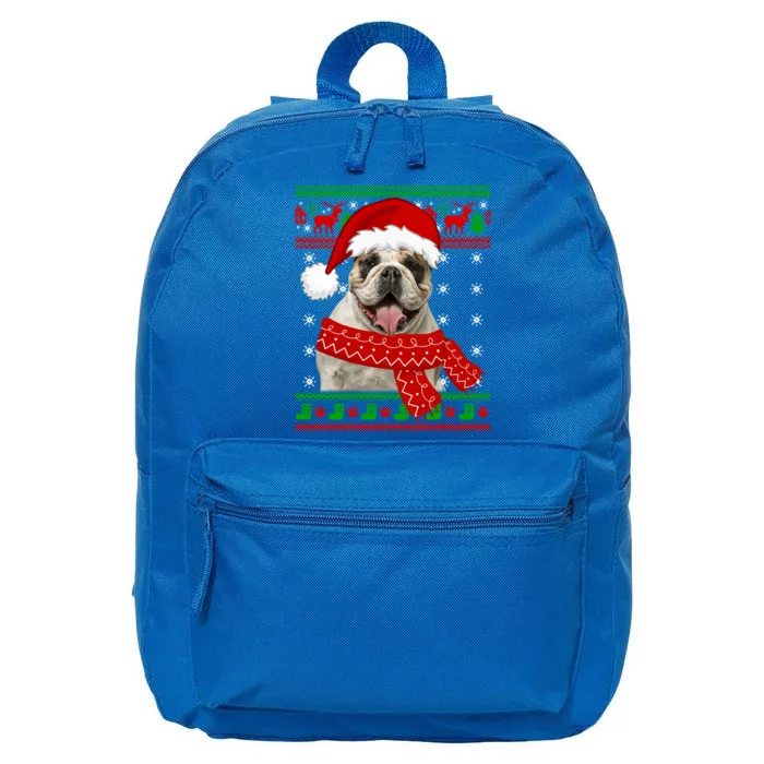 English Bulldog Dog Ugly Sweater Christmas Puppy Dog Lover Cool Gift 16 in Basic Backpack