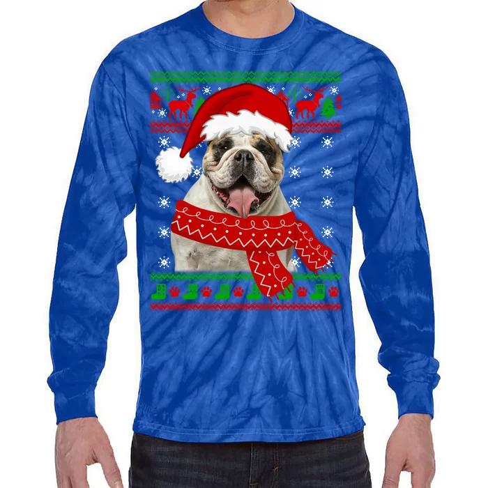 English Bulldog Dog Ugly Sweater Christmas Puppy Dog Lover Cool Gift Tie-Dye Long Sleeve Shirt