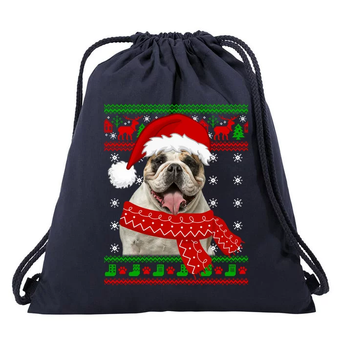 English Bulldog Dog Ugly Sweater Christmas Puppy Dog Lover Cool Gift Drawstring Bag