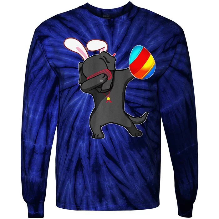 Easter Bunny Dabbing Labrador Dog Egg Ears Gift Tie-Dye Long Sleeve Shirt