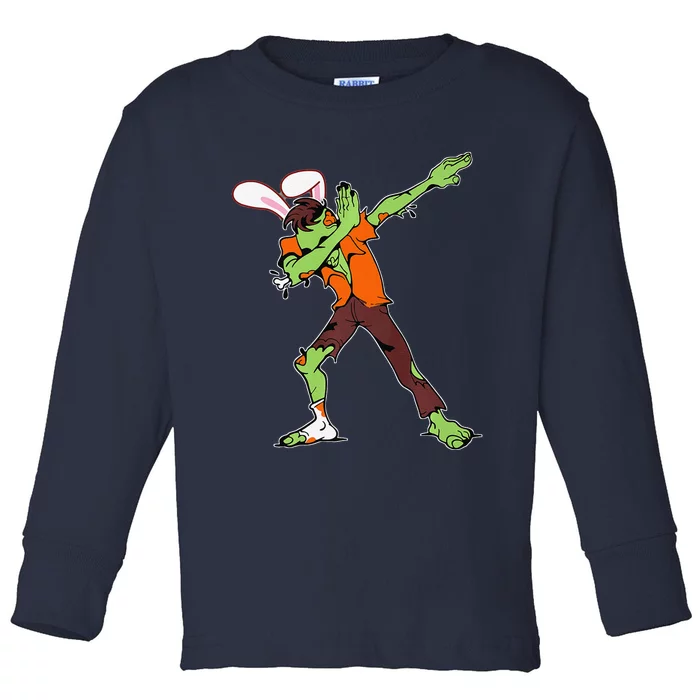 Easter Bunny Dabbing Zombie Rabbit Ears Animal Gift Toddler Long Sleeve Shirt