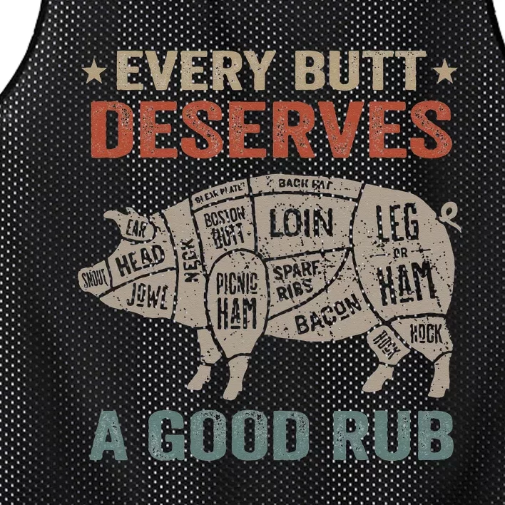 Every Butt Deserves A Good Rub Pork Smoking Party Bbq Funny Mesh Reversible Basketball Jersey Tank