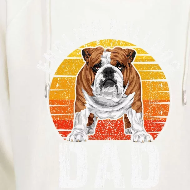 English Bulldog Dad Puppy Owner Retro Dogs Lovers Womens Funnel Neck Pullover Hood