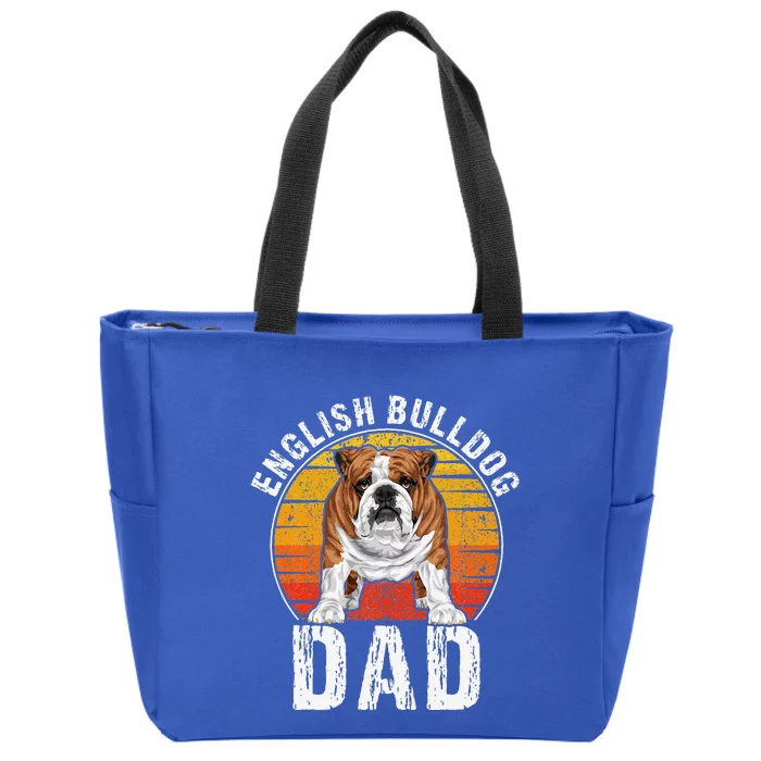 English Bulldog Dad Puppy Owner Retro Dogs Lovers Zip Tote Bag