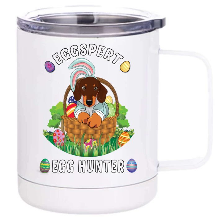 Easter Bunny Dachshund Lover Eggspert Egg Hunter Great Gift Front & Back 12oz Stainless Steel Tumbler Cup