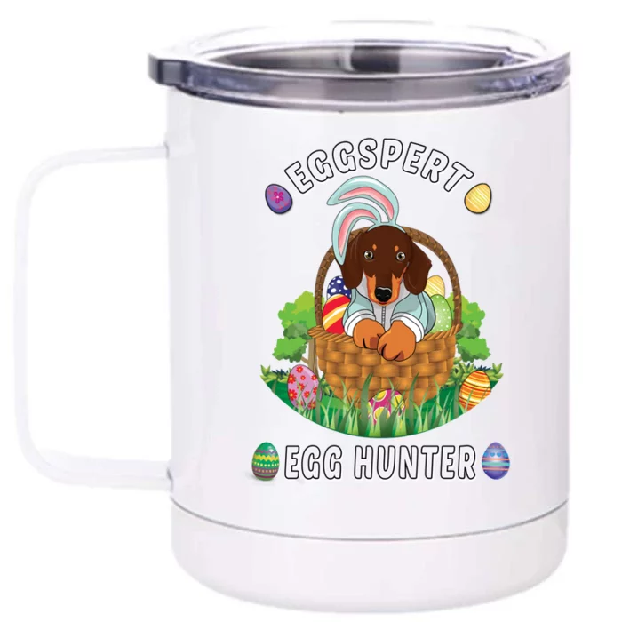 Easter Bunny Dachshund Lover Eggspert Egg Hunter Great Gift Front & Back 12oz Stainless Steel Tumbler Cup