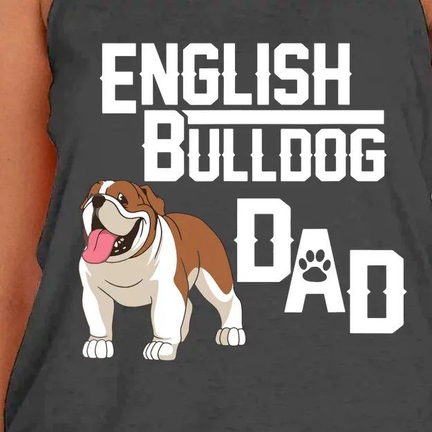 English Bulldog Dad Gift Fathers Day Women's Knotted Racerback Tank