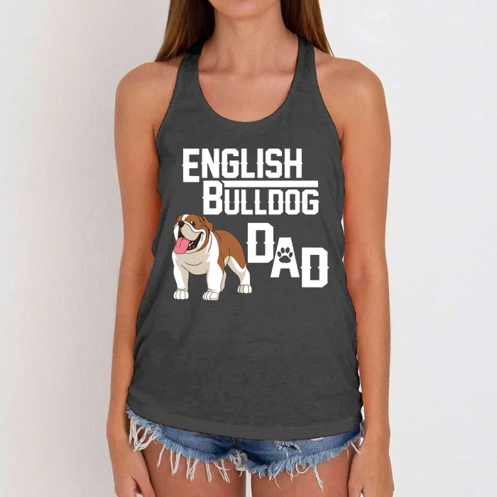 English Bulldog Dad Gift Fathers Day Women's Knotted Racerback Tank