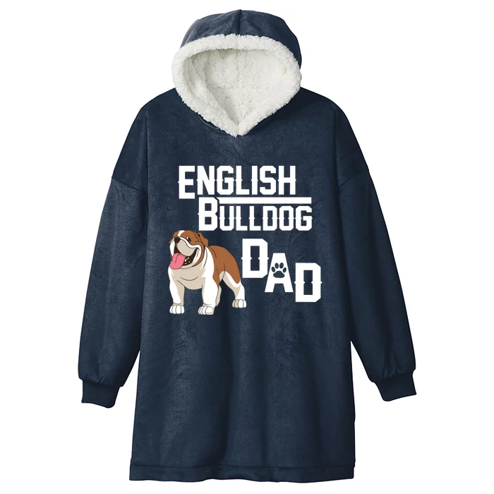 English Bulldog Dad Gift Fathers Day Hooded Wearable Blanket