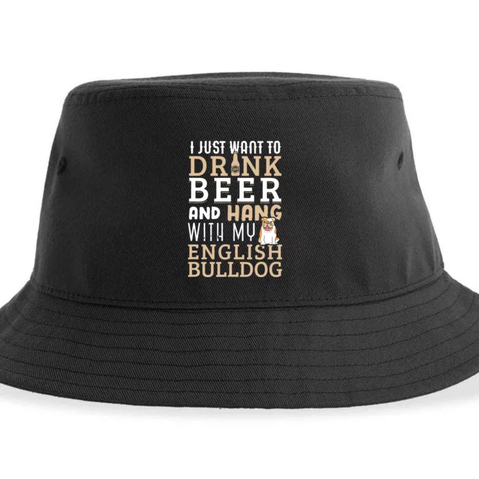 English Bulldog Dad T Funny British Dog Lover Beer Sustainable Bucket Hat