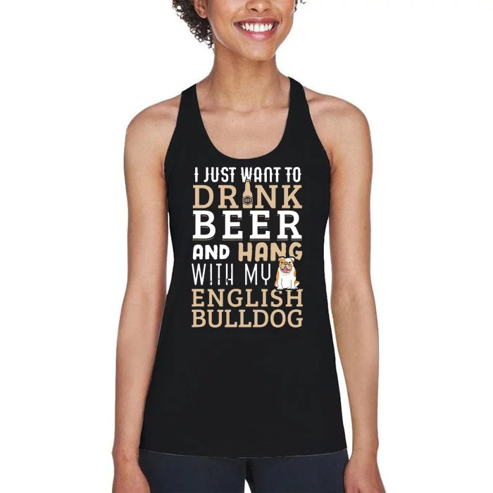 English Bulldog Dad T Funny British Dog Lover Beer Women's Racerback Tank