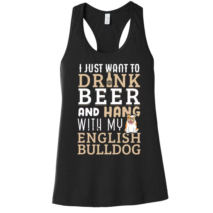 English Bulldog Dad T Funny British Dog Lover Beer Women's Racerback Tank