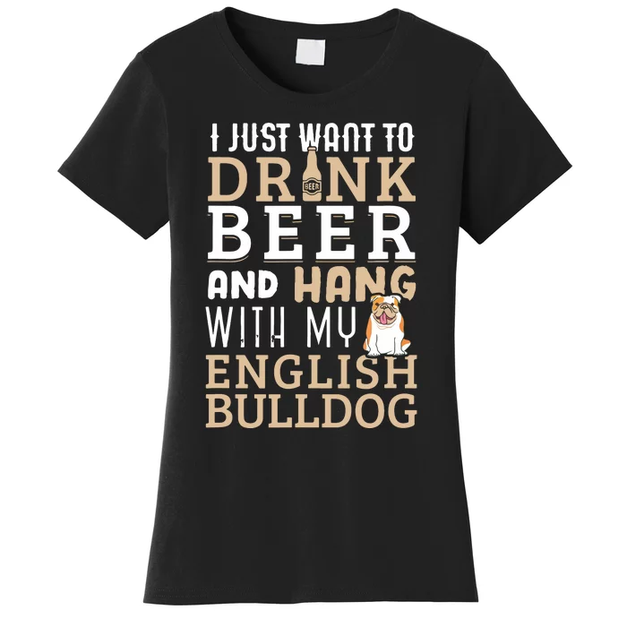 English Bulldog Dad T Funny British Dog Lover Beer Women's T-Shirt