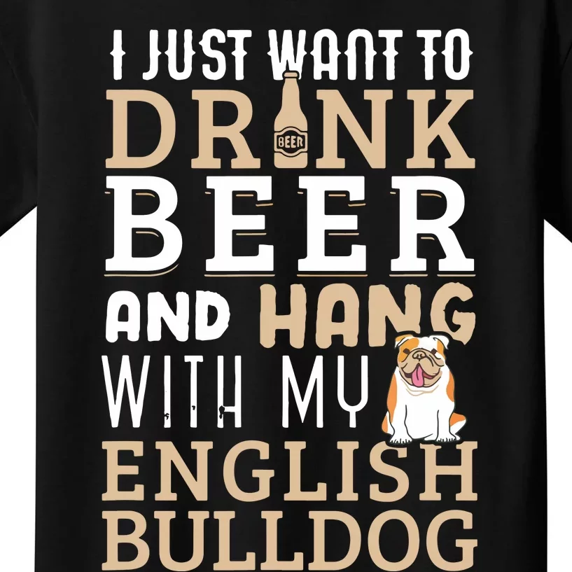 English Bulldog Dad T Funny British Dog Lover Beer Kids T-Shirt