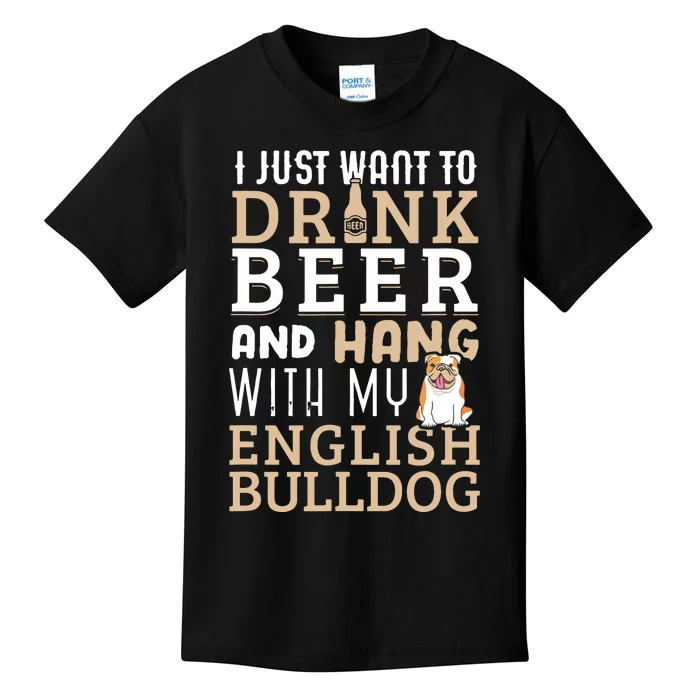 English Bulldog Dad T Funny British Dog Lover Beer Kids T-Shirt