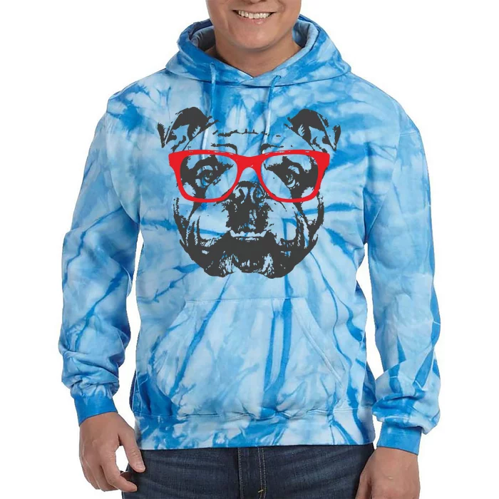 English Bulldog Design Red Glasses Nice Tee Tie Dye Hoodie