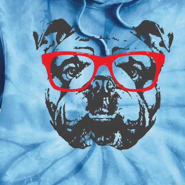 English Bulldog Design Red Glasses Nice Tee Tie Dye Hoodie