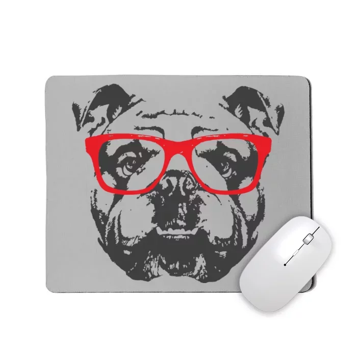 English Bulldog Design Red Glasses Nice Tee Mousepad