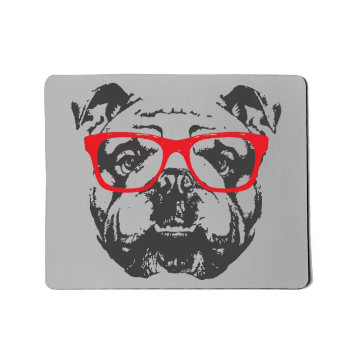 English Bulldog Design Red Glasses Nice Tee Mousepad