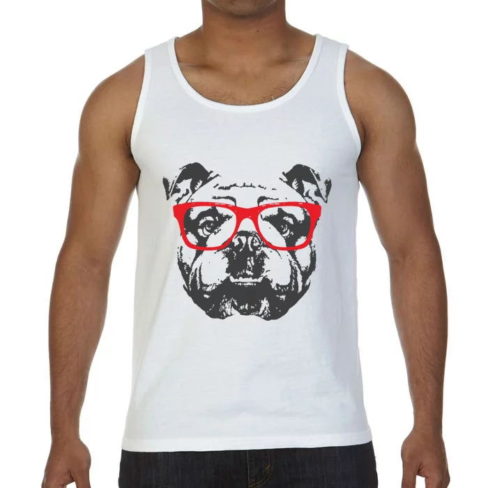 English Bulldog Design Red Glasses Nice Tee Comfort Colors® Tank Top