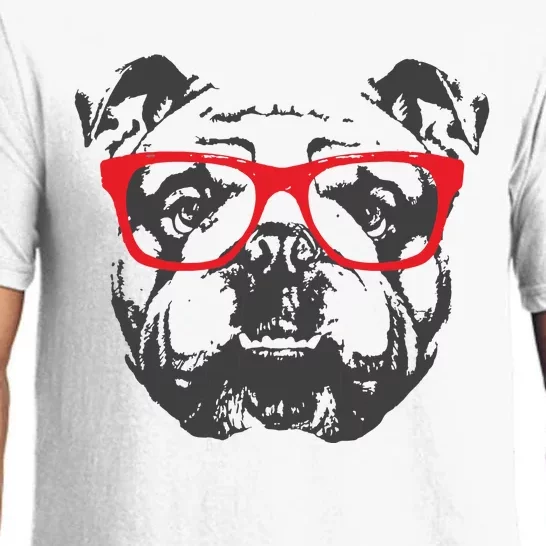 English Bulldog Design Red Glasses Nice Tee Pajama Set