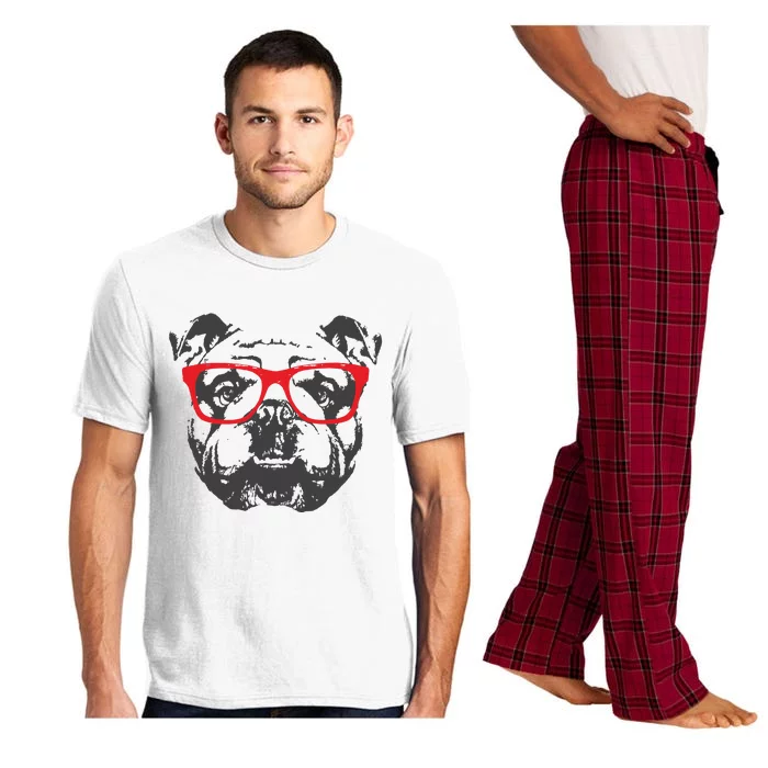 English Bulldog Design Red Glasses Nice Tee Pajama Set