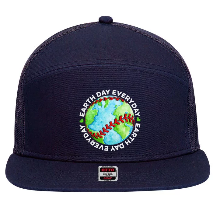 Earth Baseball Earth Day Sports Player 7 Panel Mesh Trucker Snapback Hat