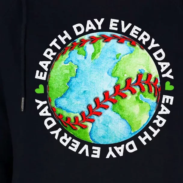 Earth Baseball Earth Day Sports Player Womens Funnel Neck Pullover Hood