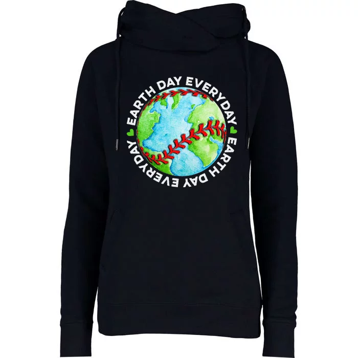 Earth Baseball Earth Day Sports Player Womens Funnel Neck Pullover Hood