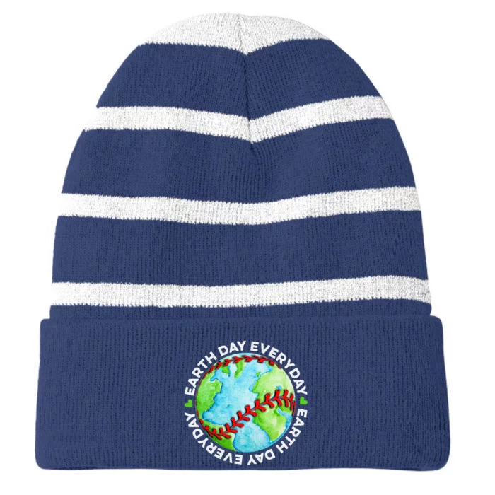 Earth Baseball Earth Day Sports Player Striped Beanie with Solid Band