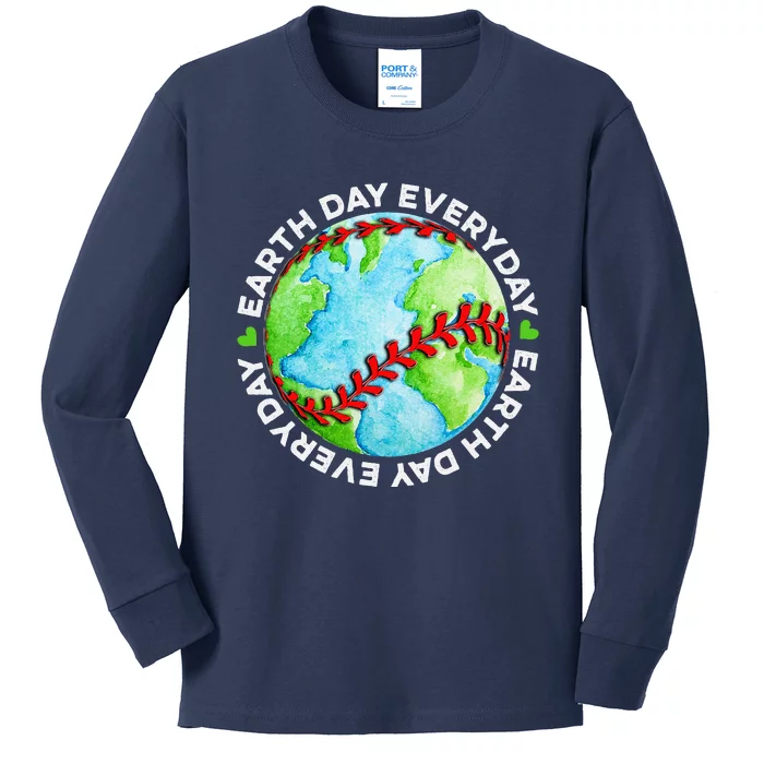 Earth Baseball Earth Day Sports Player Kids Long Sleeve Shirt