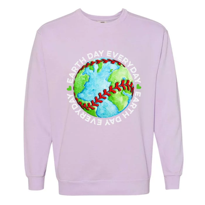 Earth Baseball Earth Day Sports Player Garment-Dyed Sweatshirt