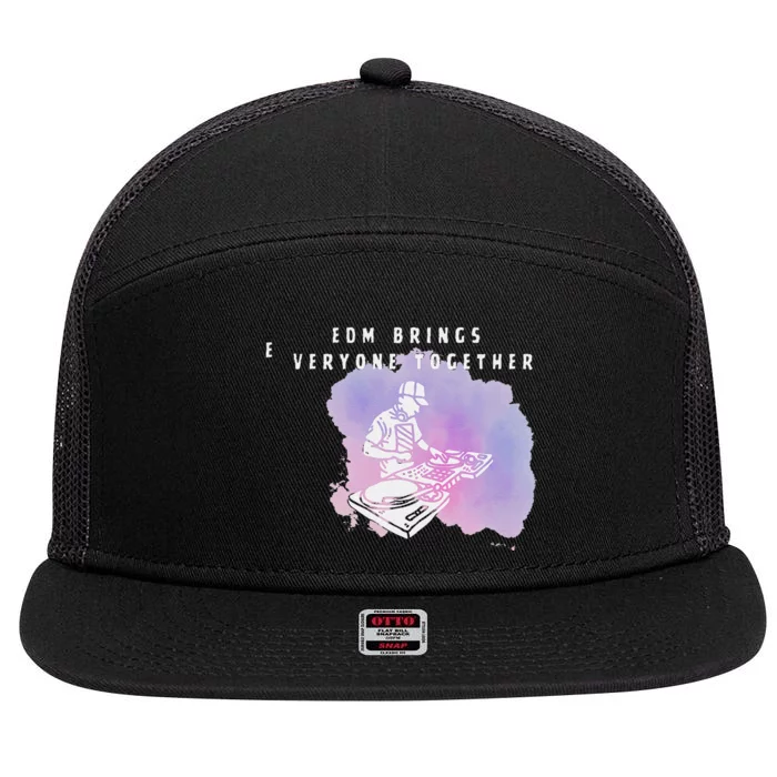 Edm Bring Everyone Together Music Genre Club Dance Cool Vibe 7 Panel Mesh Trucker Snapback Hat