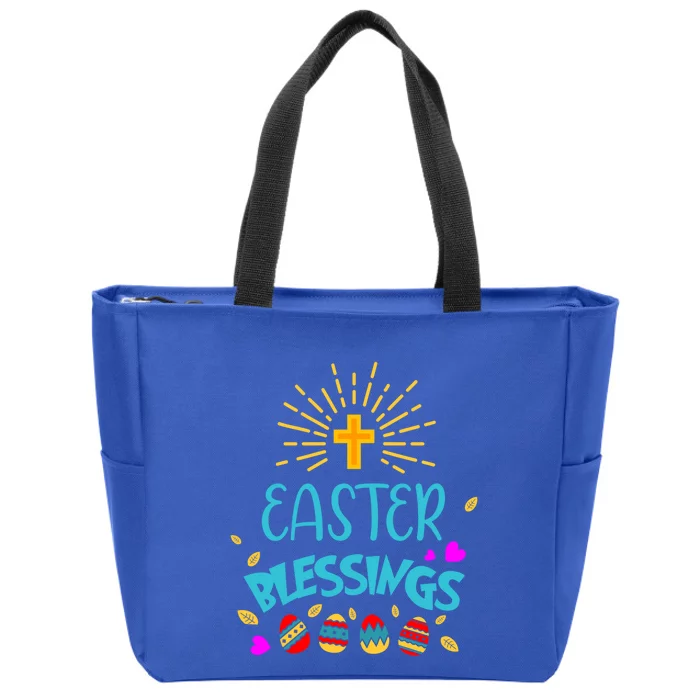 Easter Blessings Eggs Cross Christian Faith Christ God Gift Zip Tote Bag