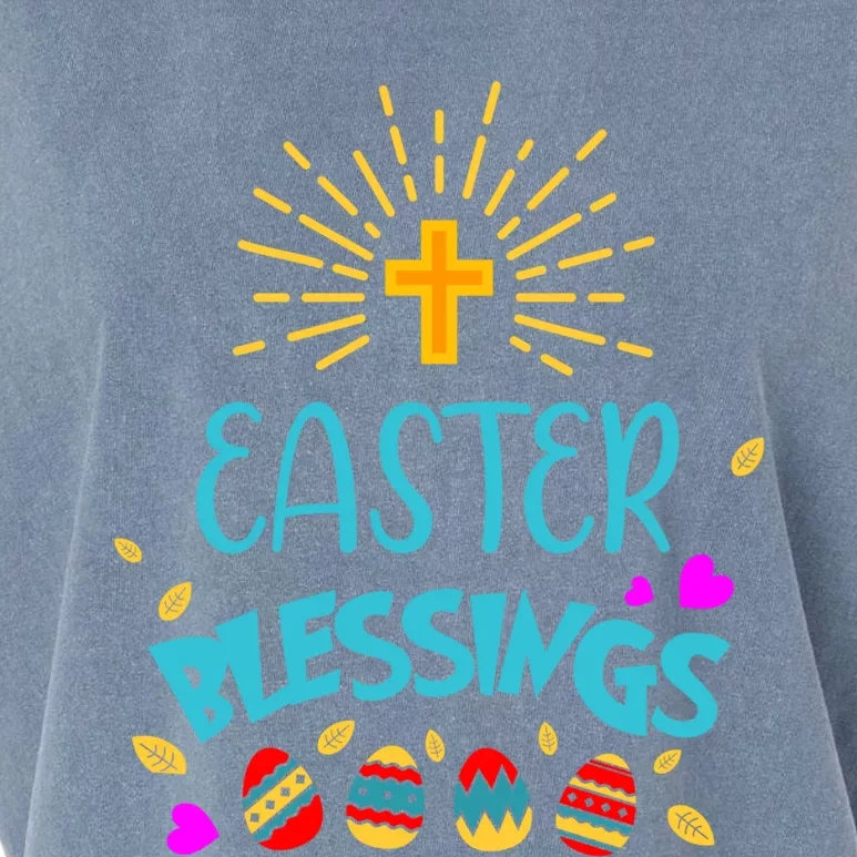 Easter Blessings Eggs Cross Christian Faith Christ God Gift Garment-Dyed Women's Muscle Tee