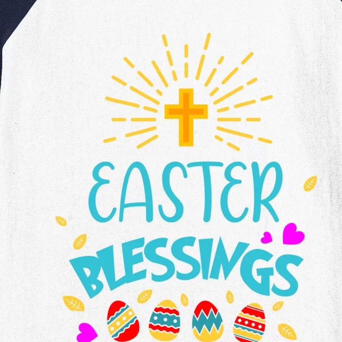 Easter Blessings Eggs Cross Christian Faith Christ God Gift Baseball Sleeve Shirt