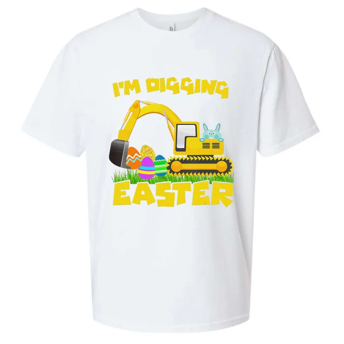 Easter Bunny Eggs Digging Tractor Excavator Sueded Cloud Jersey T-Shirt