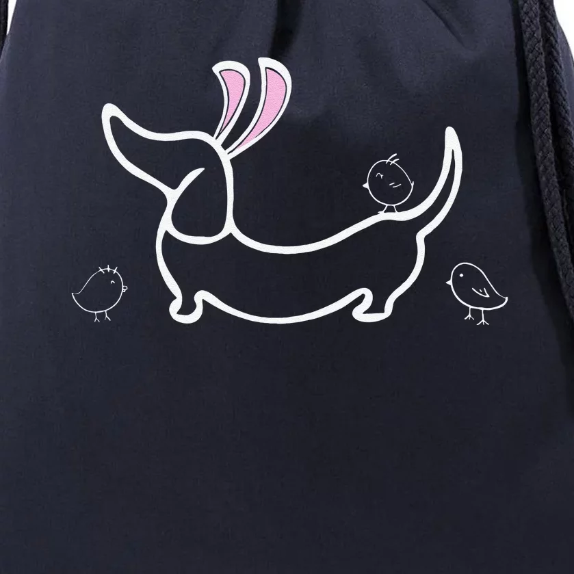 Easter Bunny Ears And Chicks Dachshund Drawstring Bag