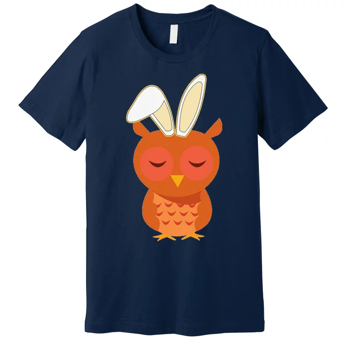 Easter Bunny Ears Cartoon Wise Owl Premium T-Shirt