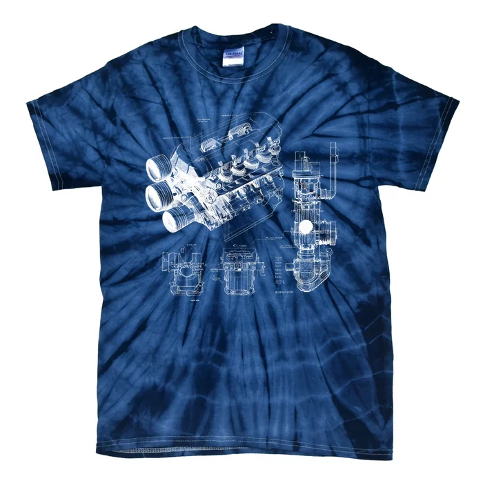 Engine Blueprint Tie-Dye T-Shirt